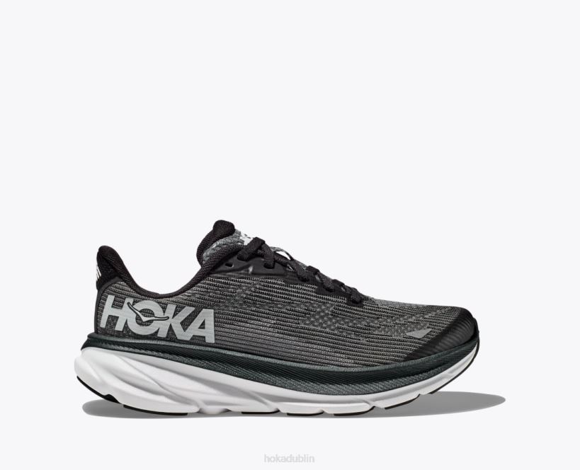 VLP8673 Hoka Kids Clifton 9 Black/White