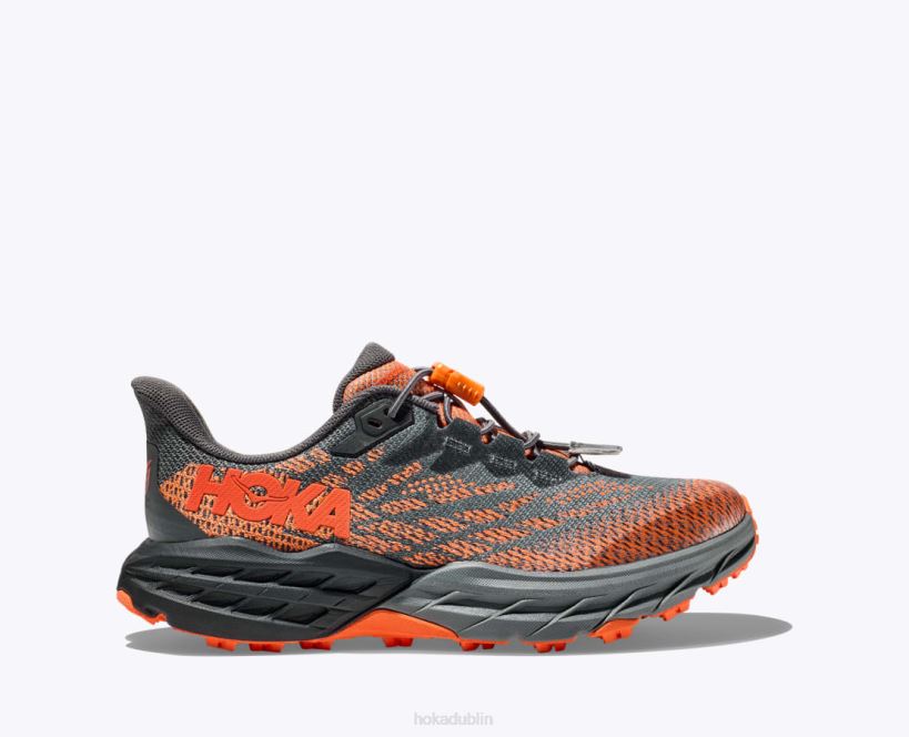 VLP8677 Hoka Kids Speedgoat 5 Castlerock/Vibrant Orange