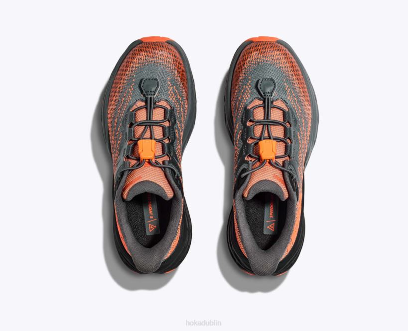 VLP8677 Hoka Kids Speedgoat 5 Castlerock/Vibrant Orange