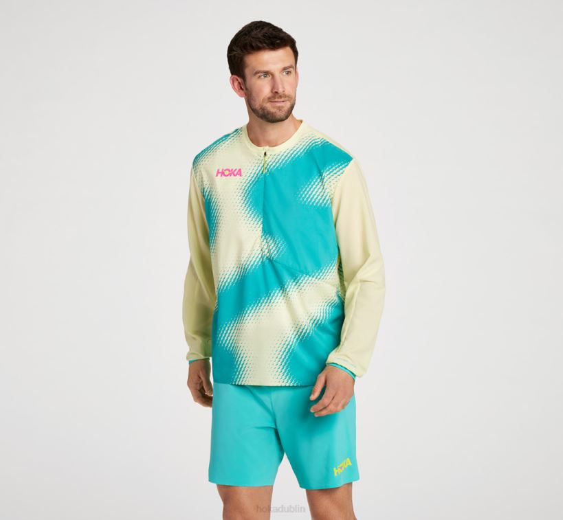 VLP8665 Hoka Men 1/2 Zip Wind Shell Fiesta