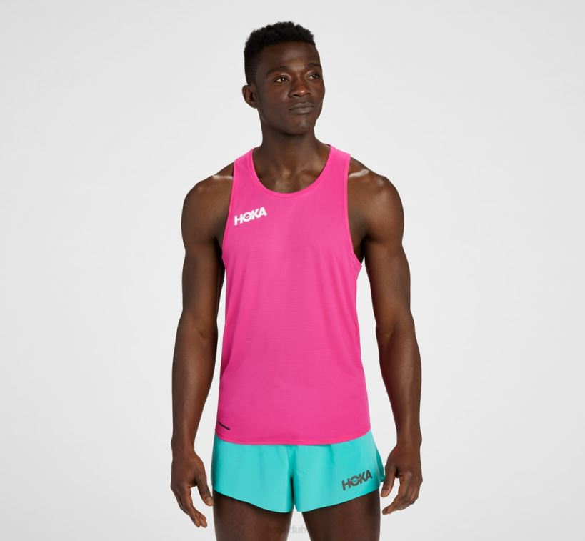VLP8633 Hoka Men Glide Singlet Pink Yarrow