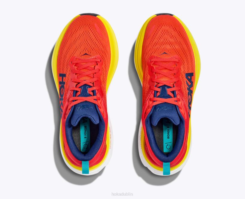VLP8415 Hoka Men Bondi 8 Red Alert/Flame