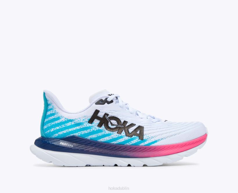 VLP8443 Hoka Men Mach 5 White/Scuba Blue