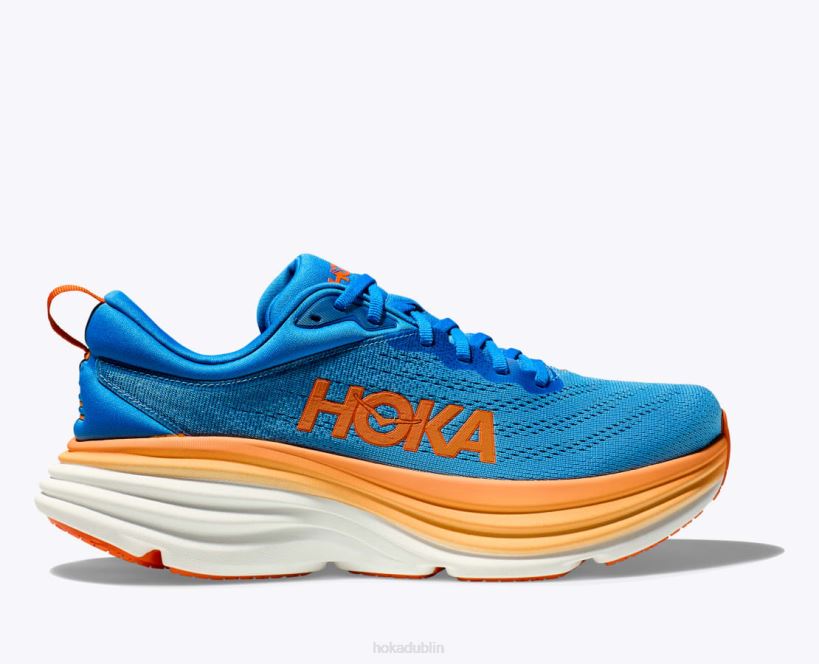 VLP8614 Hoka Men Bondi 8 Coastal Sky/Vibrant Orange