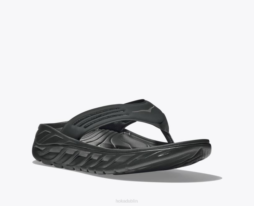 VLP8562 Hoka Men ORA Recovery Flip Black/Dark Gull Gray