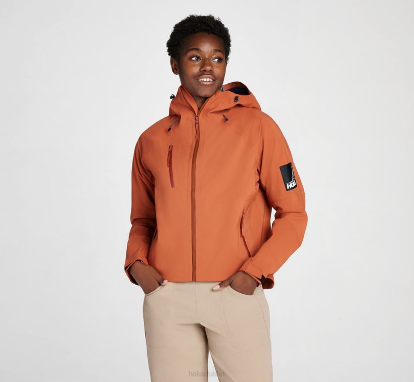 VLP8373 Hoka Women Transport Rain Jacket Baked Clay