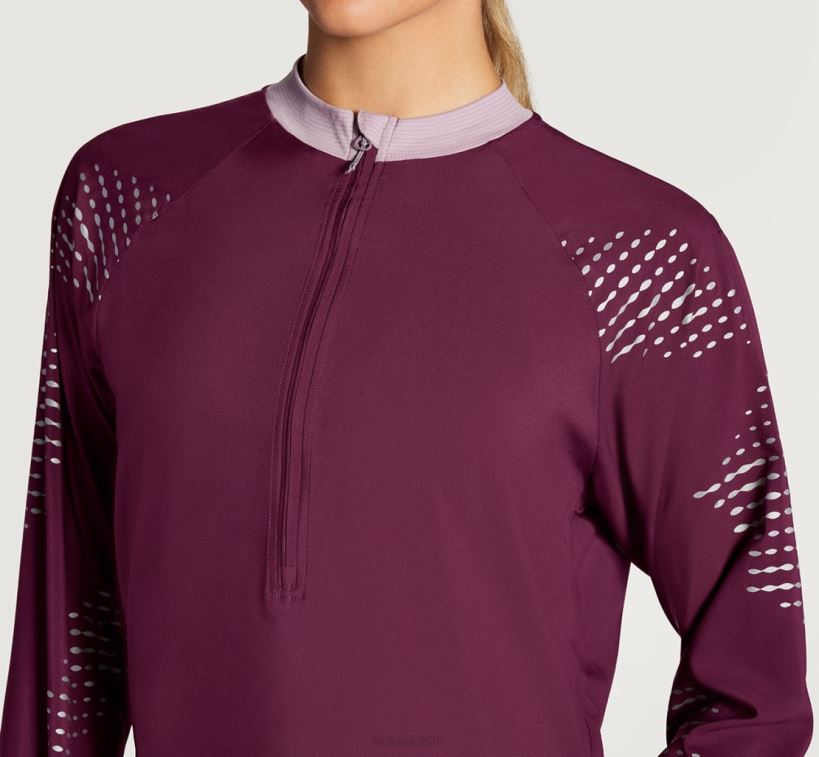 VLP8376 Hoka Women 1/2 Zip Wind Shell Grape Wine