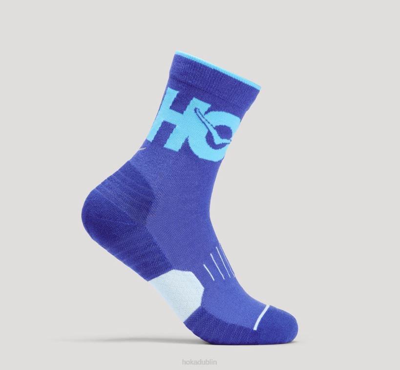 VLP8383 Hoka Women Crew Run Sock Bluing/Scuba Blue