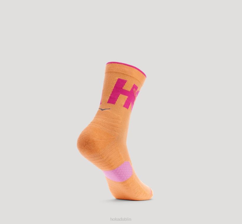 VLP8388 Hoka Women Crew Run Sock Mock Orange