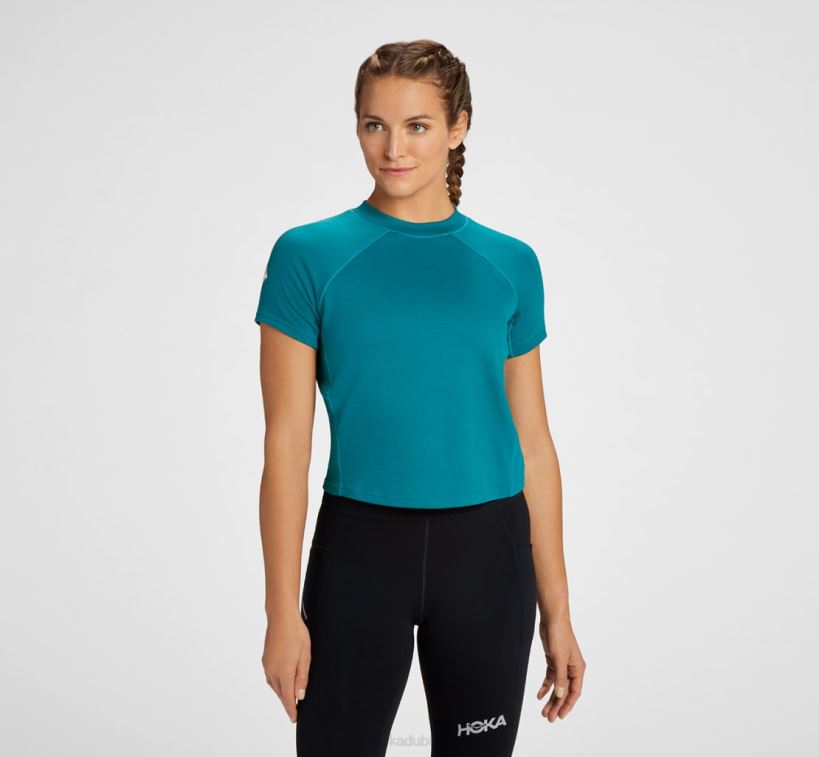 VLP8351 Hoka Women Midweight Merino Blend Short Sleeve Deep Lake