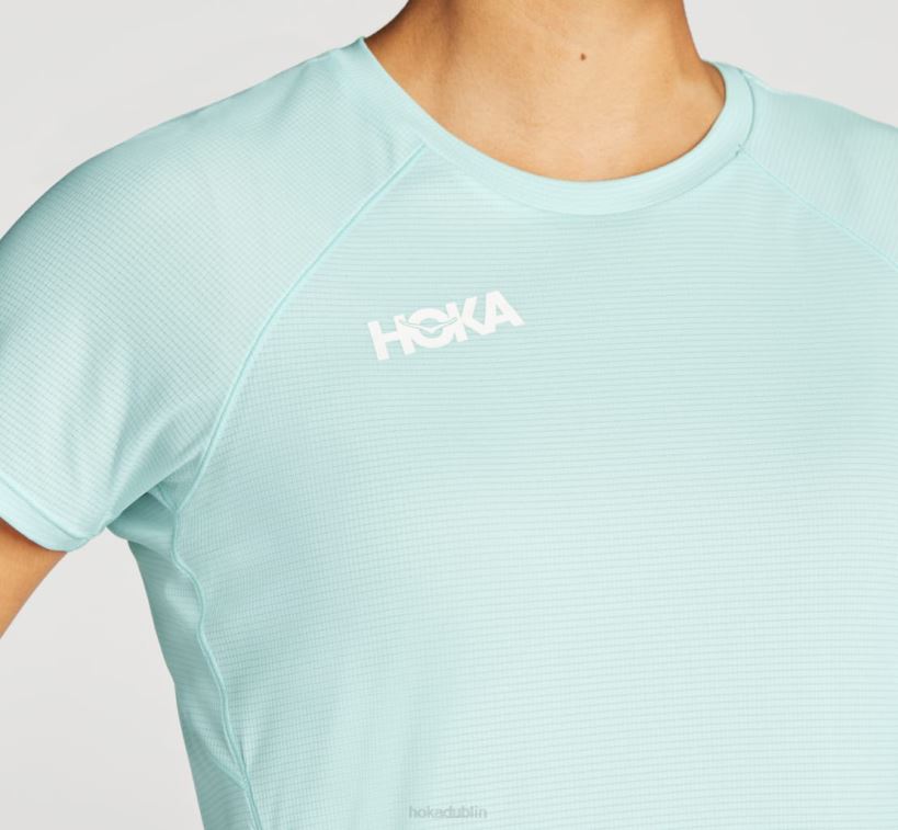 VLP8353 Hoka Women Glide Short Sleeve Blue Glass