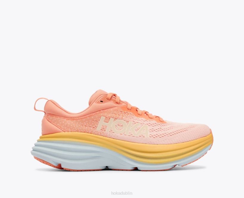 VLP816 Hoka Women Bondi 8 Shell Coral/Peach Parfait