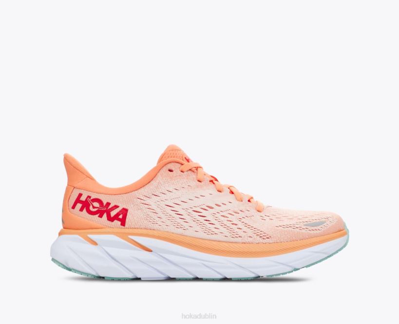 VLP8216 Hoka Women Clifton 8 Cantaloupe/Silver Peony