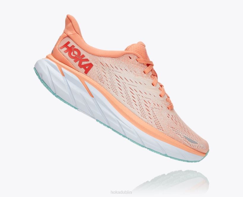 VLP8216 Hoka Women Clifton 8 Cantaloupe/Silver Peony
