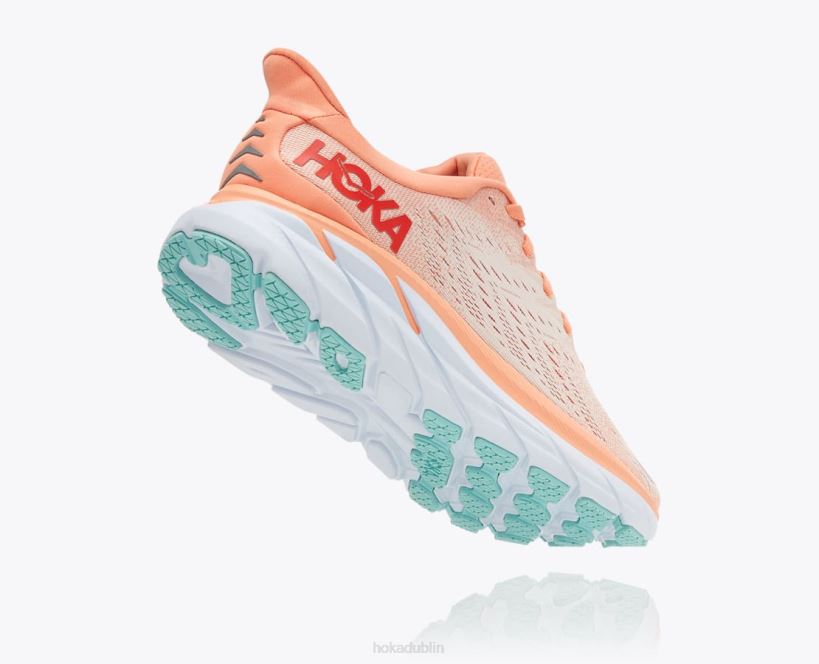 VLP8216 Hoka Women Clifton 8 Cantaloupe/Silver Peony