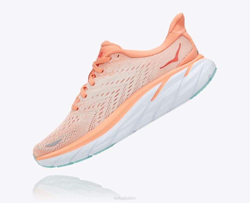 VLP8216 Hoka Women Clifton 8 Cantaloupe/Silver Peony