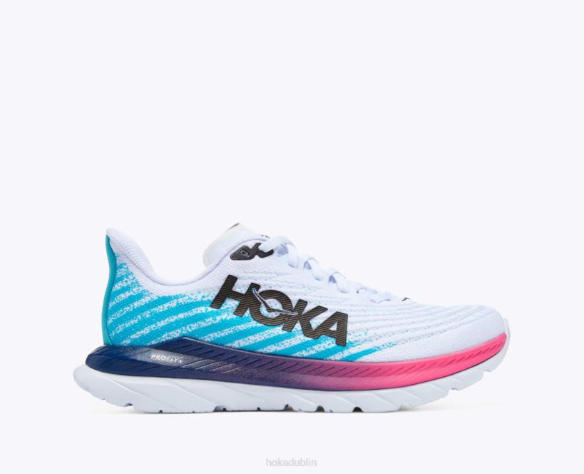 VLP832 Hoka Women Mach 5 White/Scuba Blue