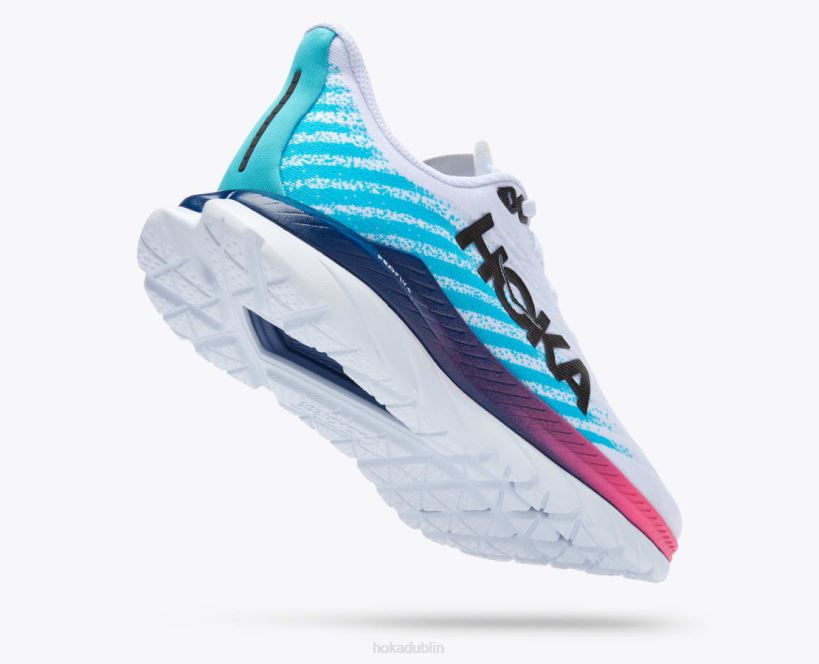 VLP832 Hoka Women Mach 5 White/Scuba Blue