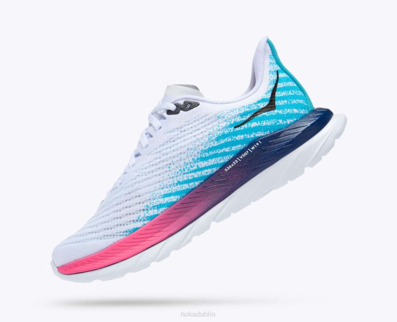 VLP832 Hoka Women Mach 5 White/Scuba Blue