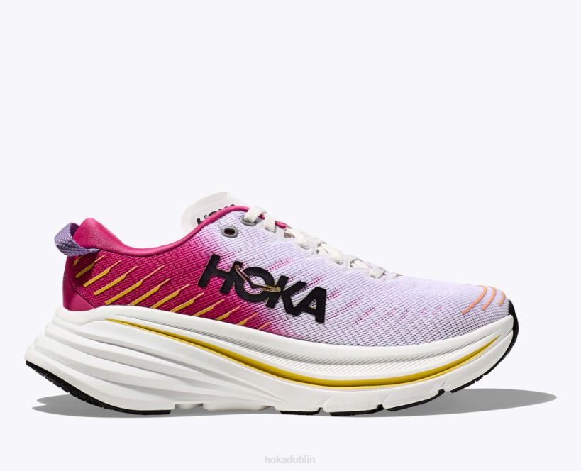 VLP855 Hoka Women Bondi X Blanc De Blanc/Pink Yarrow