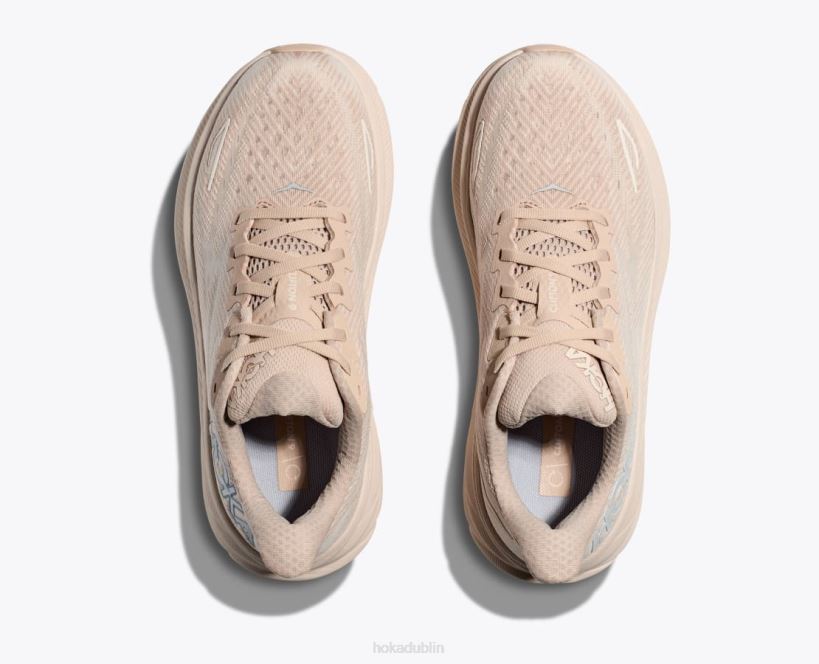 VLP86 Hoka Women Clifton 9 Shifting Sand/Eggnog