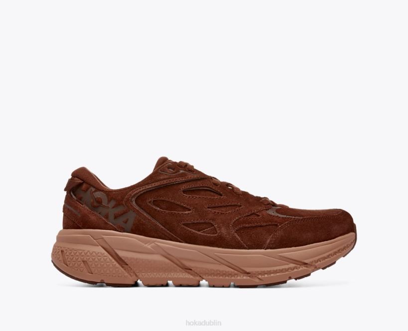 VLP873 Hoka Women Clifton L Suede Cappuccino/Cork