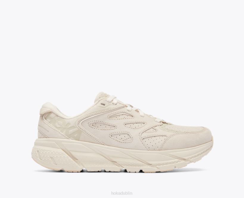 VLP874 Hoka Women Clifton L Suede Eggnog