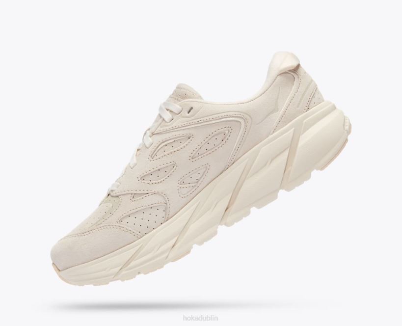VLP874 Hoka Women Clifton L Suede Eggnog