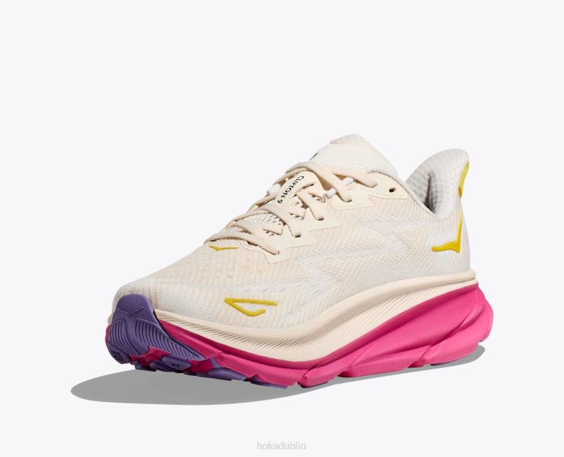 VLP87 Hoka Women Clifton 9 Eggnog/Blanc De Blanc