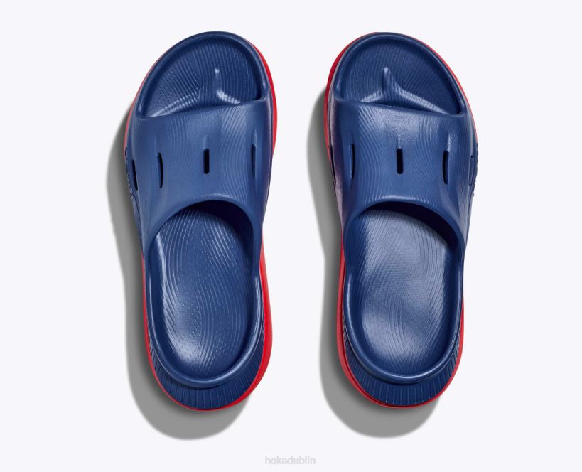 VLP8208 Hoka Women Ora Recovery Slide 3 Bellwether Blue/Red Alert