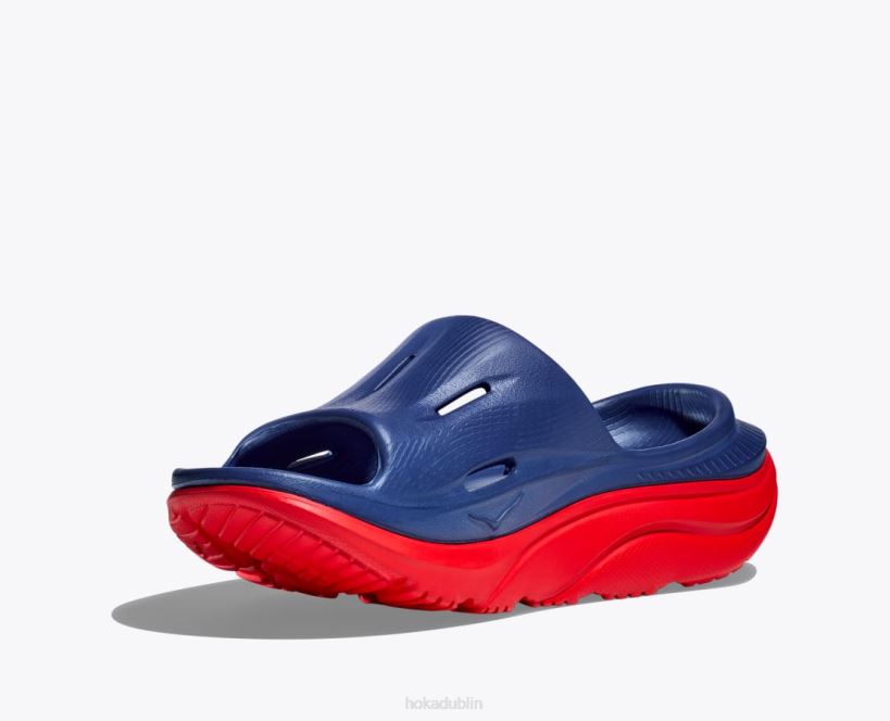 VLP8208 Hoka Women Ora Recovery Slide 3 Bellwether Blue/Red Alert