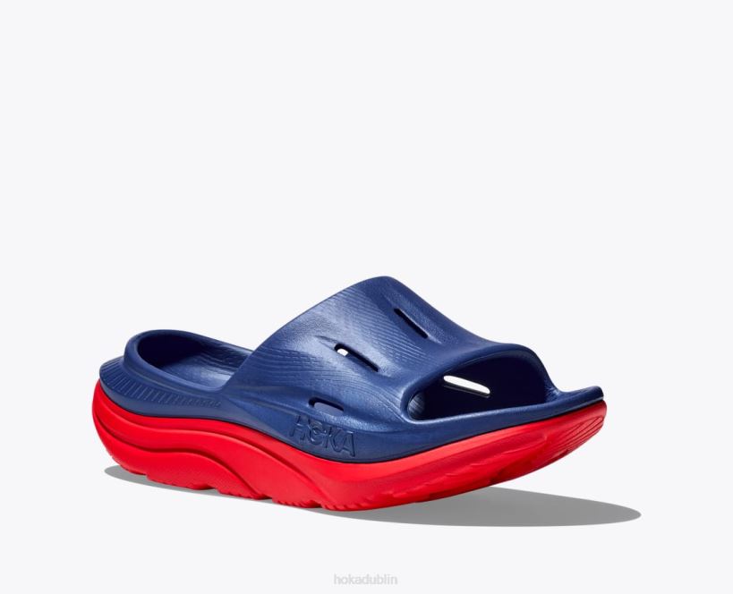 VLP8208 Hoka Women Ora Recovery Slide 3 Bellwether Blue/Red Alert