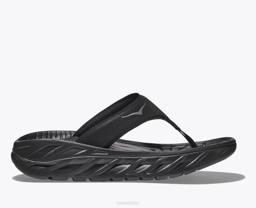 VLP8298 Hoka Women ORA Recovery Flip Black/Dark Gull Gray