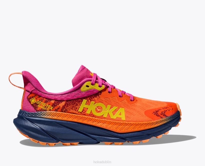 VLP895 Hoka Women Challenger 7 GTX Vibrant Orange/Pink Yarrow